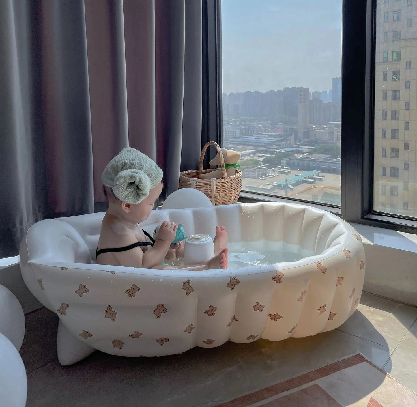 Baignoire Bebe Gonflable Anti Glisse - Nounours, Confort Inégalé