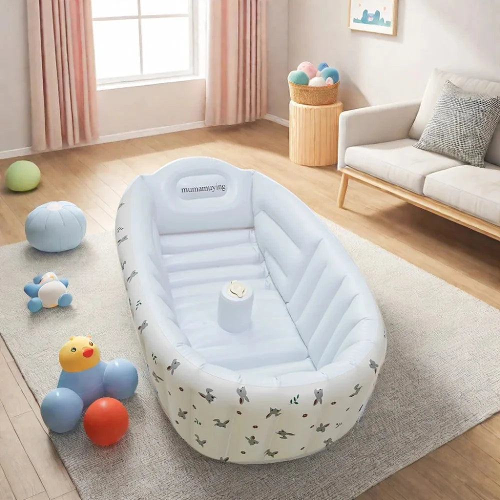 Baignoire Bebe Gonflable Anti Glisse - Lapins, Sécurisez ses Bains !
