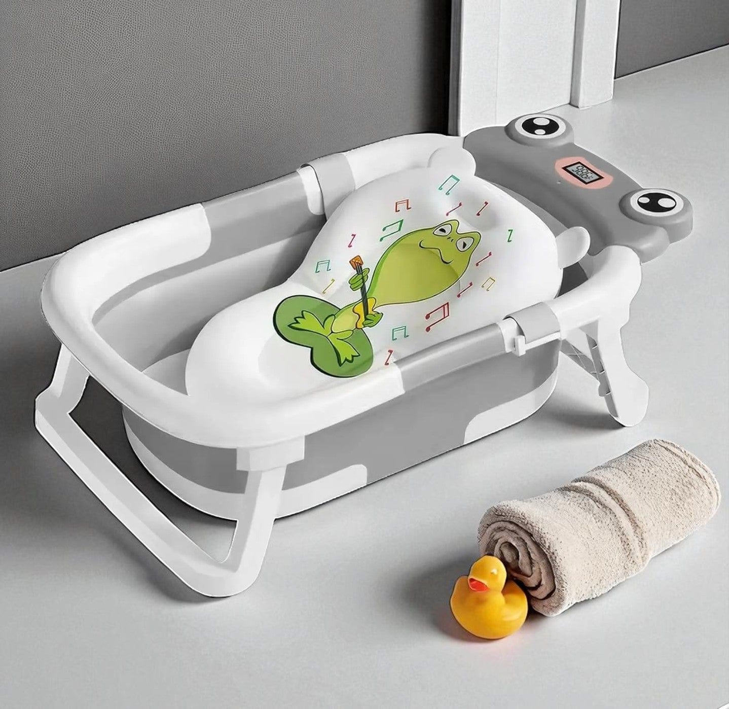 Baignoire Bebe Siege Integre - Gris Grenouille : Sécurité Ultime