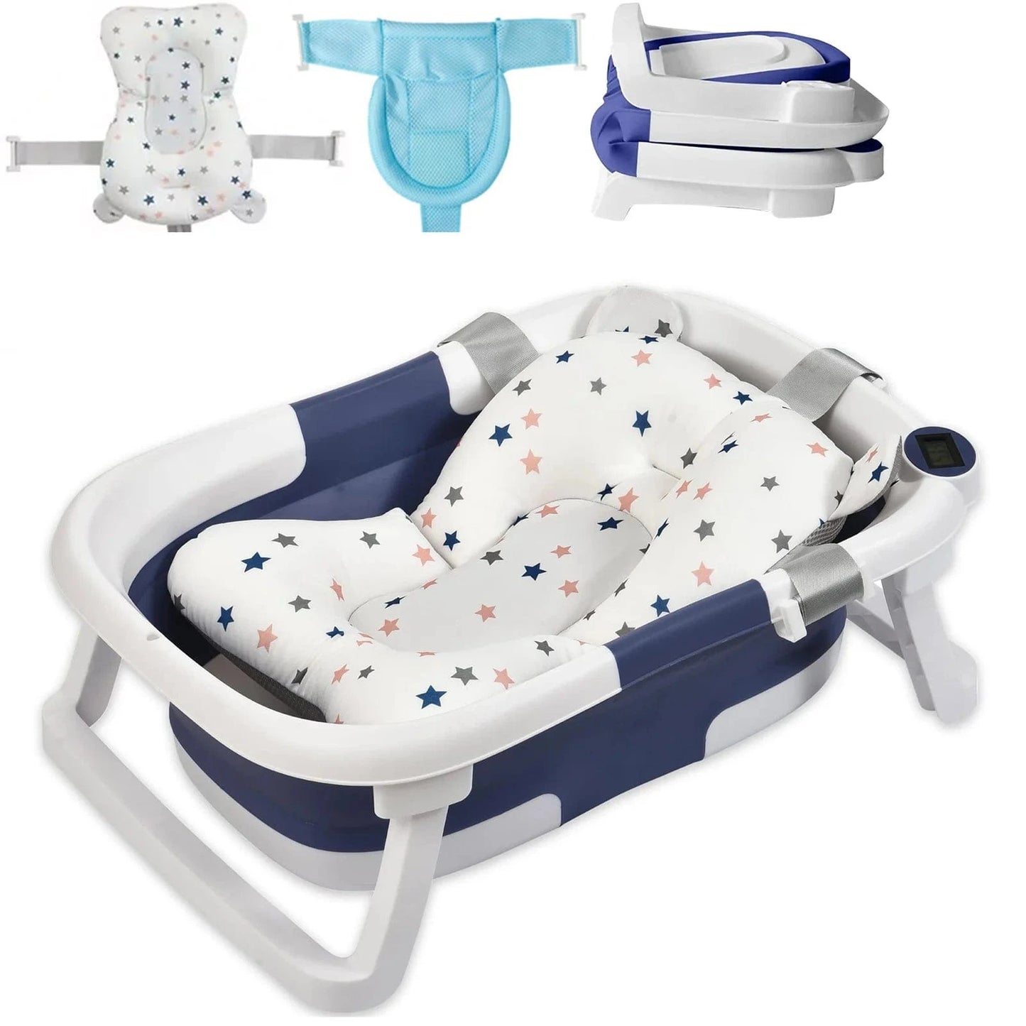 Baignoire Bebe Siege Integre - Simple Bleu, Confort Inégalé