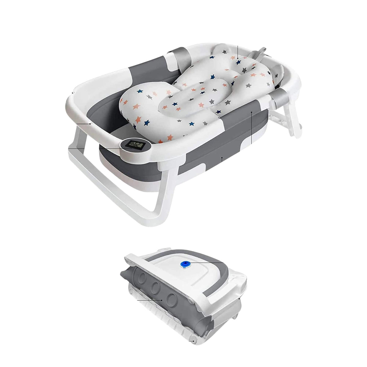 Baignoire Bebe Siege Integre - Simple Gris : Confort et Sécurité