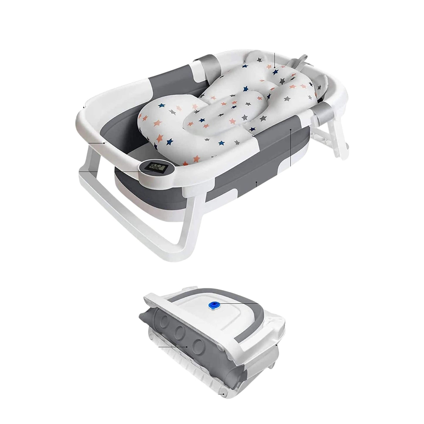 Baignoire Bebe Siege Integre - Simple Gris : Confort et Sécurité