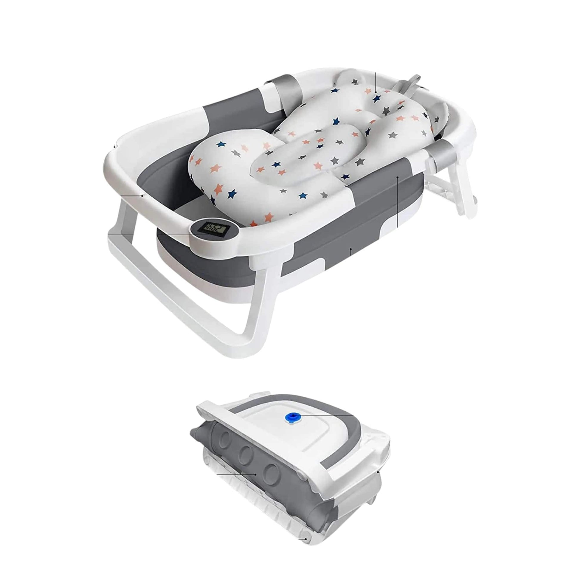 Baignoire Bebe Siege Integre - Simple Gris : Confort et Sécurité