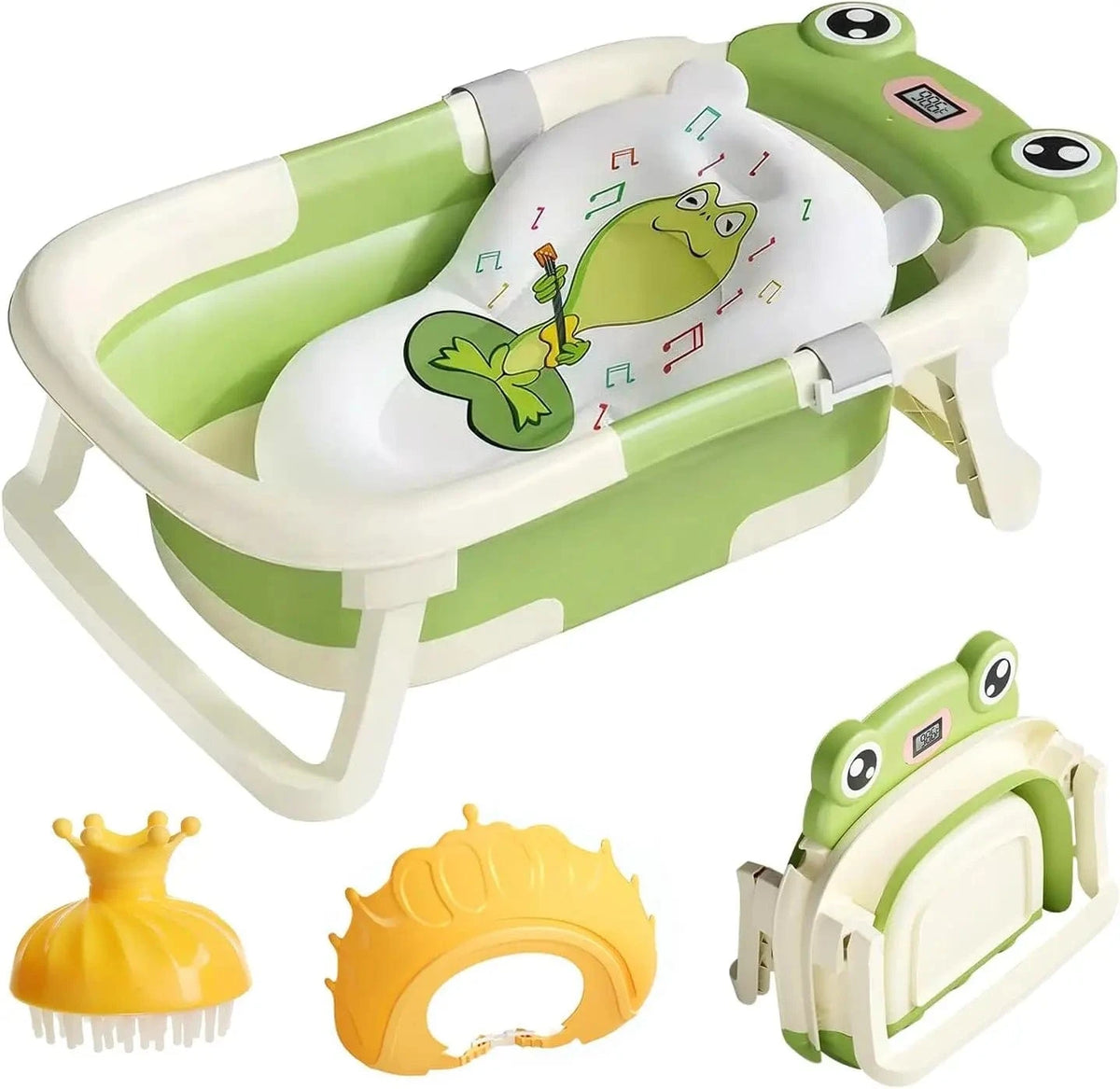 Baignoire Bebe Siege Integre - Vert Grenouille, Confort Ultime